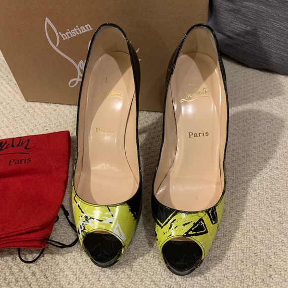 Christian Louboutin open toe graffiti 130 heels - Picture 2 of 7